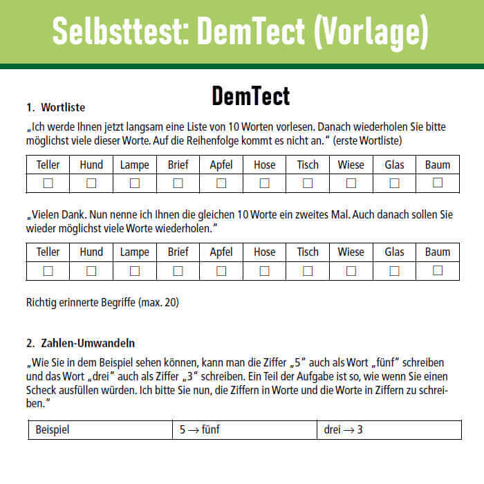 Der DemTect Test (Demenz Detection).