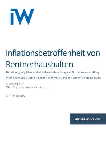 Die Inflationsbetroffenheit von Rentnerhaushalten: Eine Einordnung möglicher Wohlstandsverluste entlang der Einkommensverteilung.